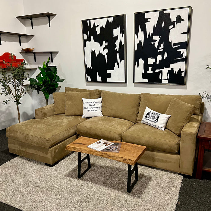 Crate and Barrel Axis Caramel Two Piece Sectional Couch