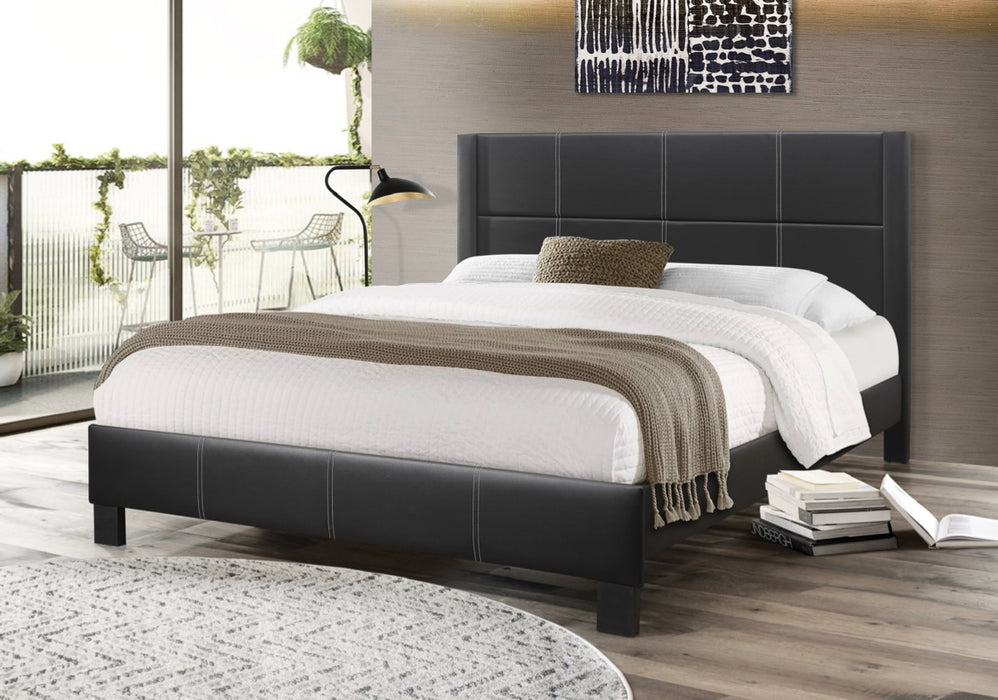 Fully Upholstered Bed in a Black PU Fabric