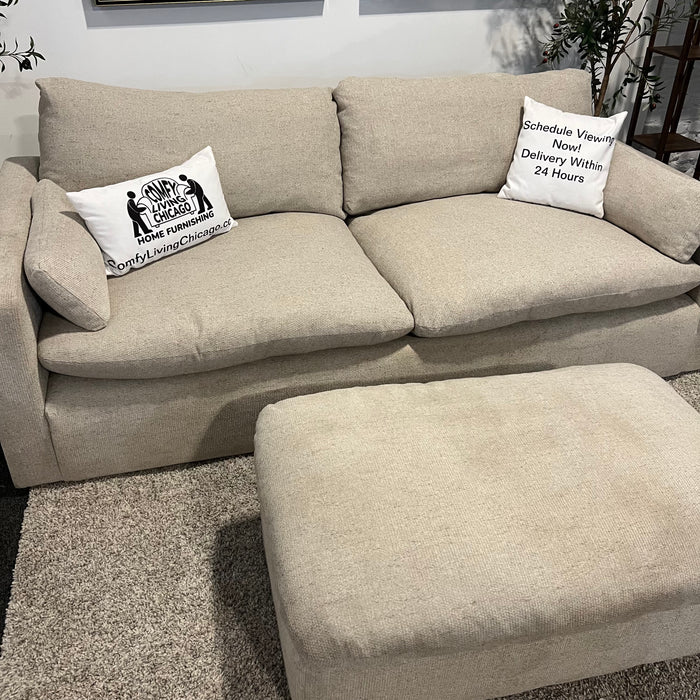 Cream Sofa with Ottoman