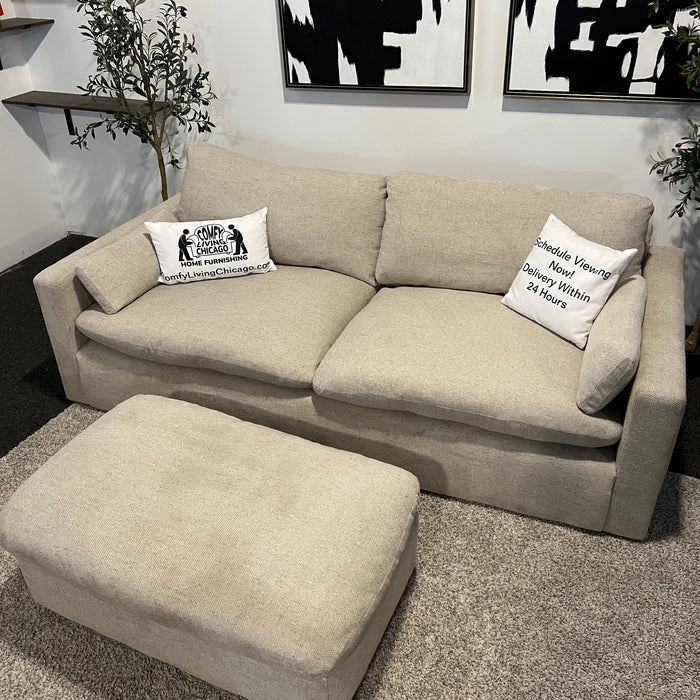 Cream Sofa with Ottoman