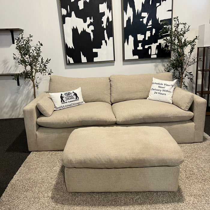 Cream Sofa with Ottoman