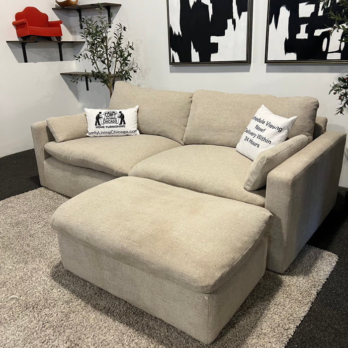 Cream Sofa with Ottoman