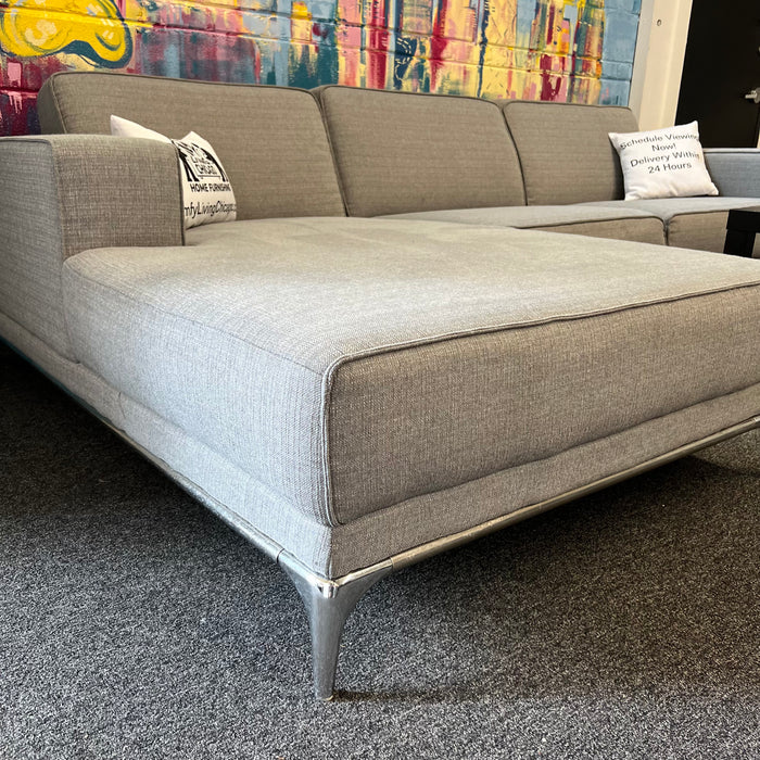 Agata Light Grey Woven Fabric Sectional Sofa