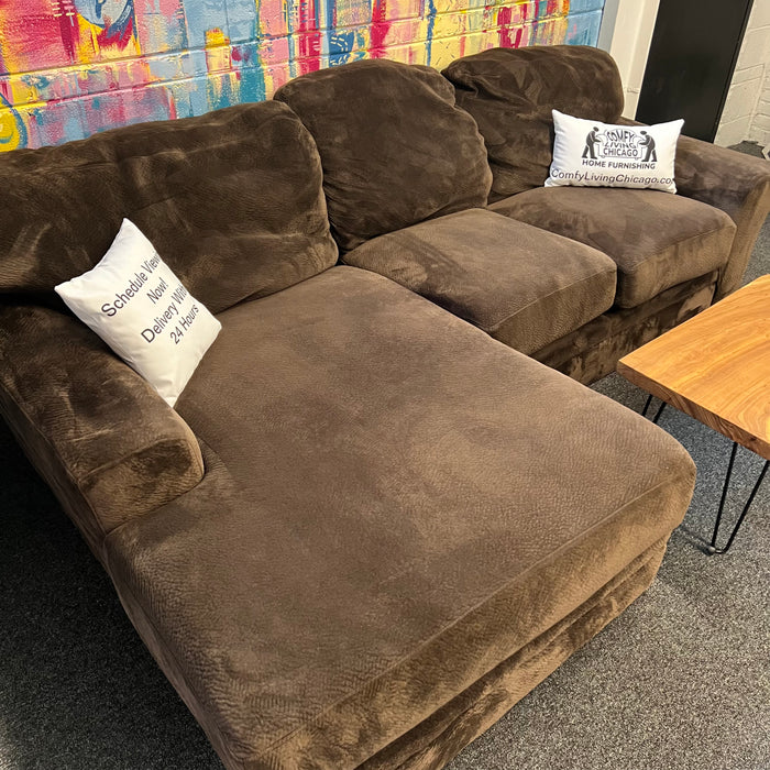 Brown Comfy Sectional with Left Chaise