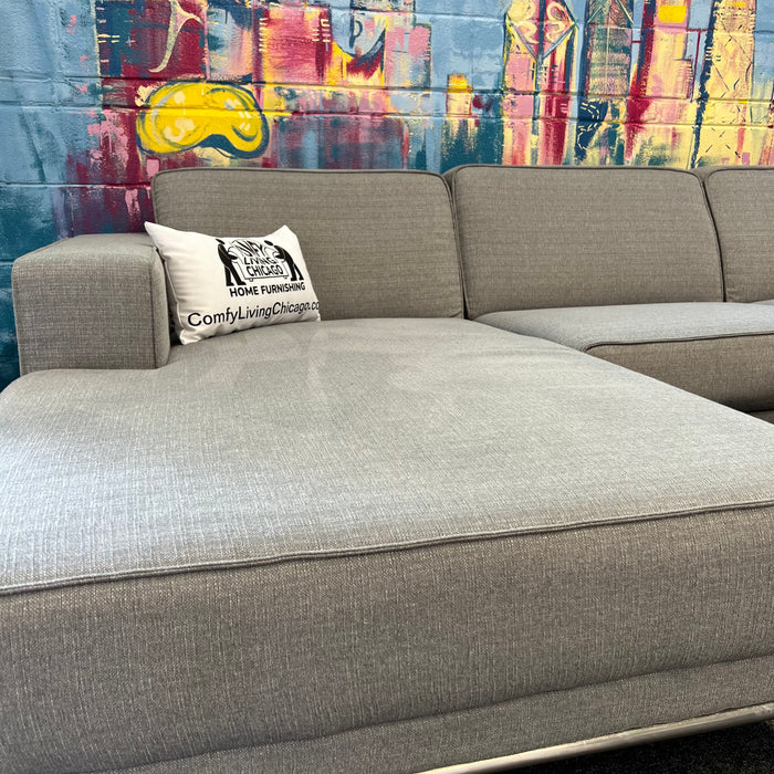 Agata Light Grey Woven Fabric Sectional Sofa