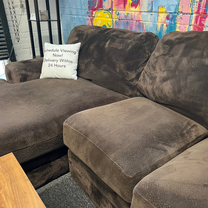 Brown Comfy Sectional with Left Chaise