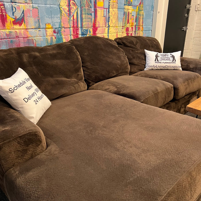 Brown Comfy Sectional with Left Chaise