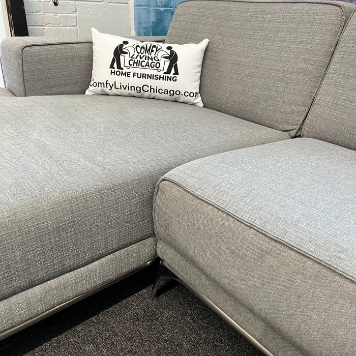 Agata Light Grey Woven Fabric Sectional Sofa