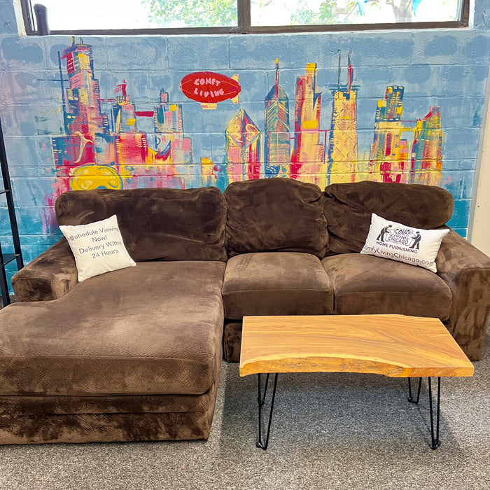 Brown Comfy Sectional with Left Chaise