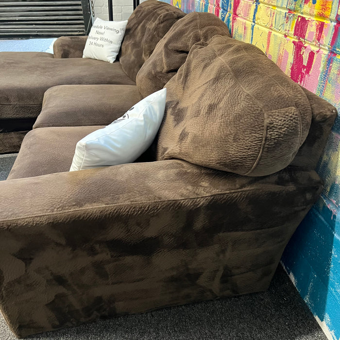 Brown Comfy Sectional with Left Chaise