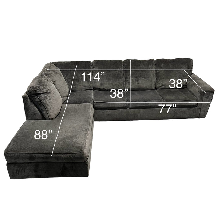 Ashley Furniture Charcoal Gray Sleeper Sectional Couch with Right Chaise