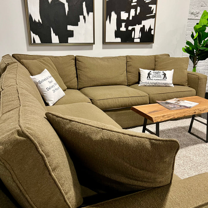 Room And Board Olive/Gray Corner Sectional