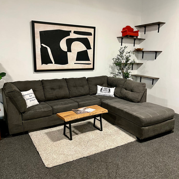 Ashley Gray Tufted Sectional With Right Chaise