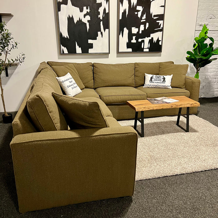 Room And Board Olive/Gray Corner Sectional