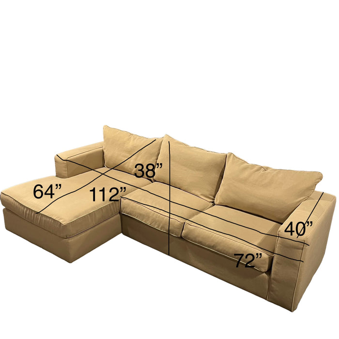 Tan Walter E Smithe Two Piece Sectional Couch With Right Chaise