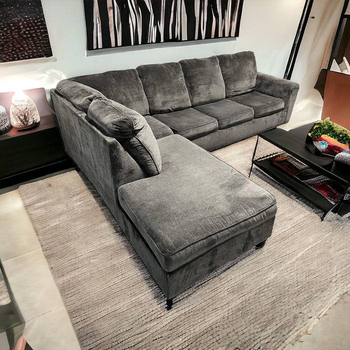 Ashley Furniture Charcoal Gray Sleeper Sectional Couch with Right Chaise