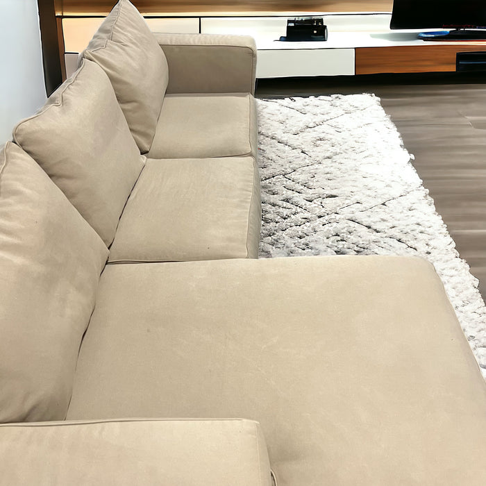 Tan Walter E Smithe Two Piece Sectional Couch With Right Chaise