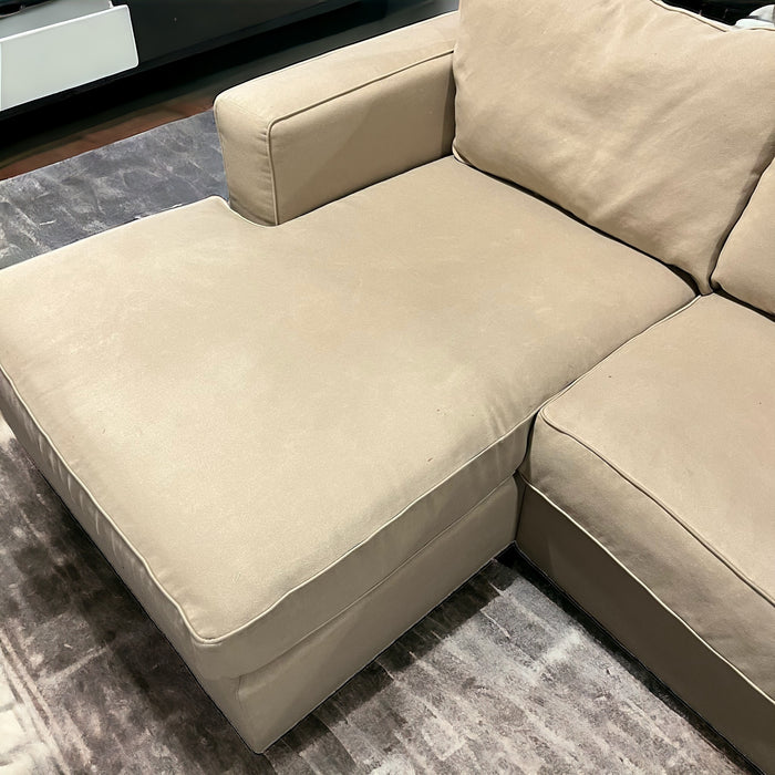 Tan Walter E Smithe Two Piece Sectional Couch With Right Chaise