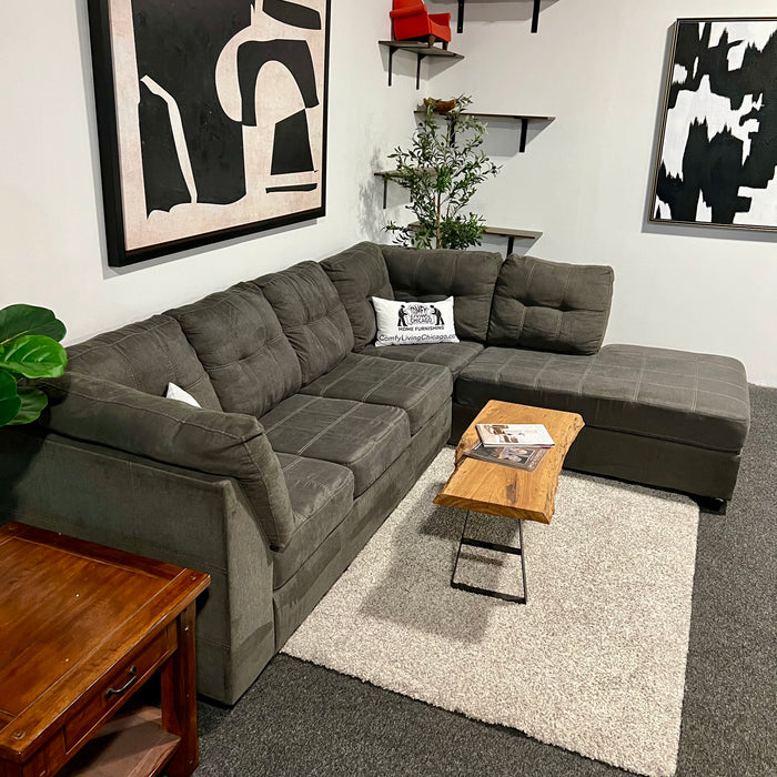 Ashley Gray Tufted Sectional With Right Chaise